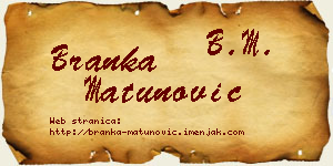 Branka Matunović vizit kartica